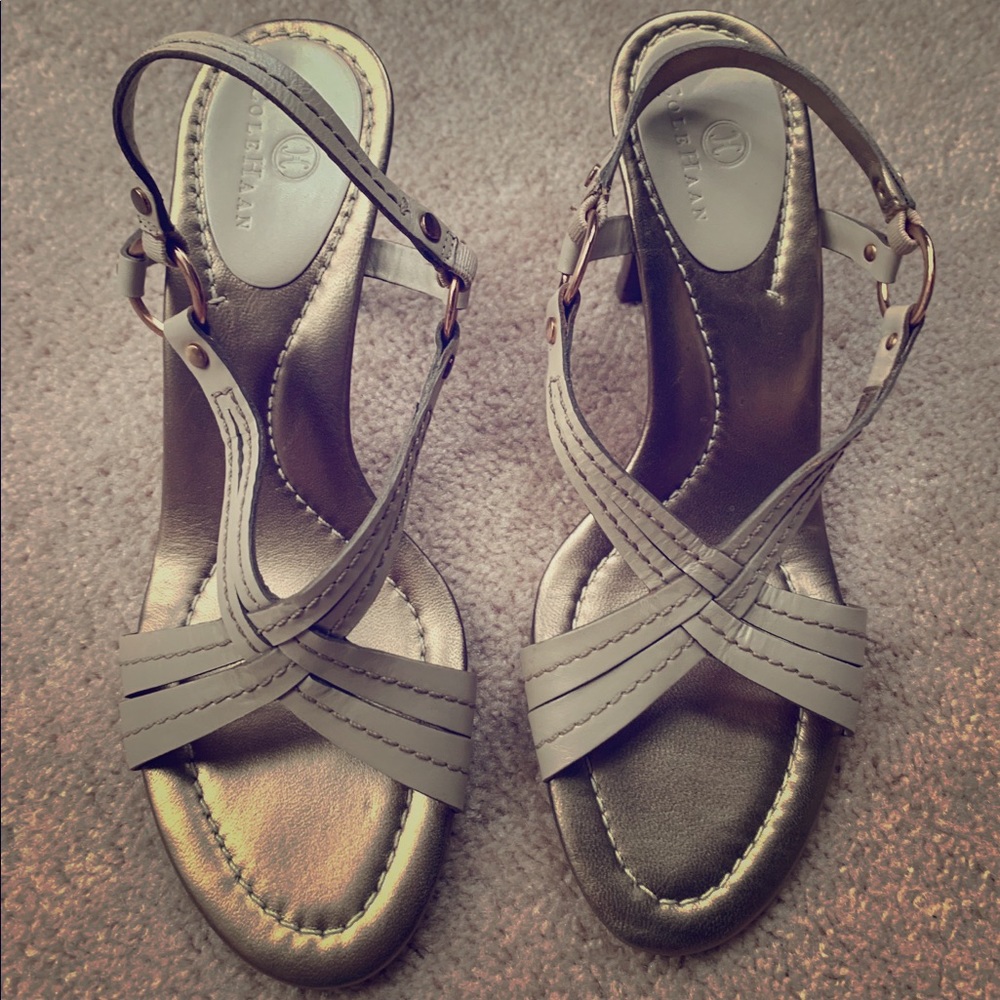 Cole Haan heeled sandals. Cream size 7B